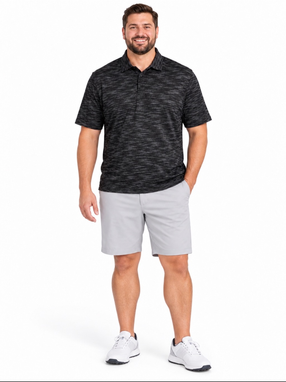Reebok Speedwick Golf Polo Men’s 3XL Black Gray Space Dye Big & Tall